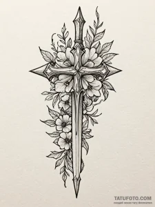 Glacial dagger through spectral bloom, tattoo... - эскиз тату (№1751239031_0, 29.06.2025 23:17) — Tatufoto.com
