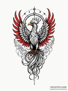 Apocalyptic phoenix with metal feathers, arti... - эскиз тату (№1751240075_0, 29.06.2025 23:34) — Tatufoto.com