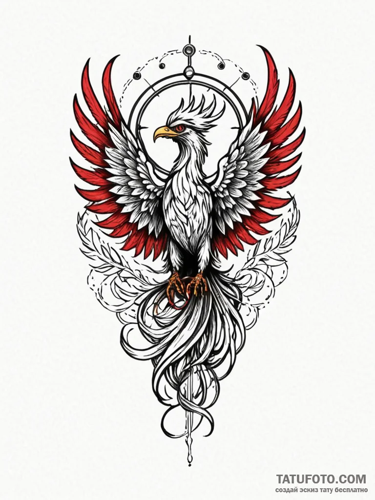 Apocalyptic phoenix with metal feathers, arti... - эскиз тату (№1751240075_0, 29.06.2025 23:34) — Tatufoto.com