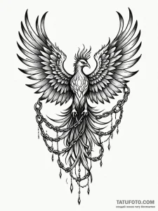 Phoenix wings wrapped in chains, concept art... - эскиз тату (№1751240319_0, 29.06.2025 23:38) — Tatufoto.com