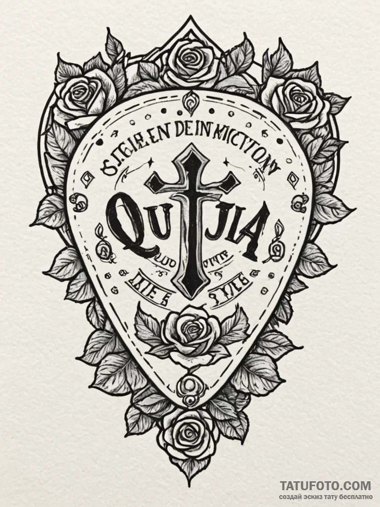 Ouija board planchette, pointing to 'goodbye'... - эскиз тату (№1751240553_0, 29.06.2025 23:42) — Tatufoto.com