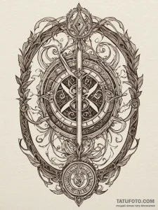 Rotwood staff crowned with runes, concept art... - эскиз тату (№1751240722_0, 29.06.2025 23:45) — Tatufoto.com