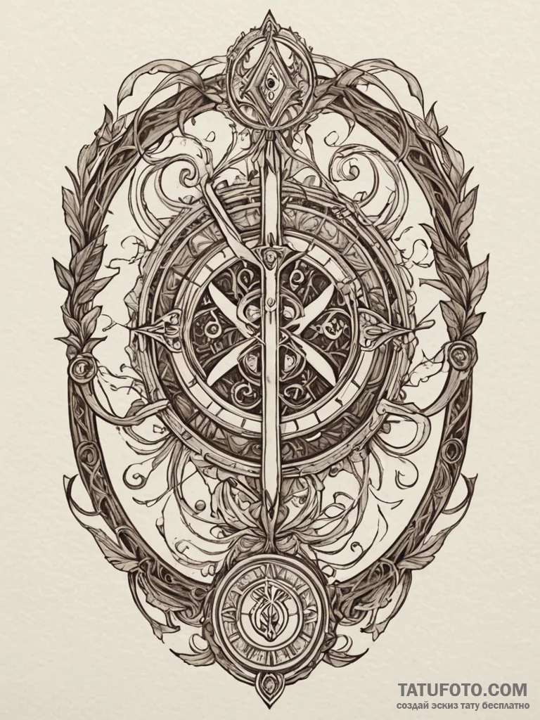 Rotwood staff crowned with runes, concept art... - эскиз тату (№1751240722_0, 29.06.2025 23:45) — Tatufoto.com