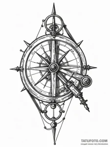 Sextant, concept art for tattoo, stylized int... - эскиз тату (№1751241381_0, 29.06.2025 23:56) — Tatufoto.com