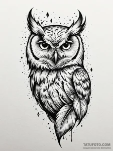 Owl feather burning with flame, concept art f... - эскиз тату (№1751241819_0, 30.06.2025 00:03) — Tatufoto.com