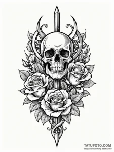 Quicksilver dagger beneath celestial bloom, t... - эскиз тату (№1751242096_0, 30.06.2025 00:08) — Tatufoto.com