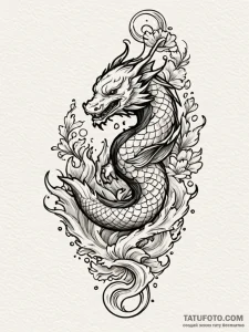 Oak leaves falling through mist, tattoo sketc... - эскиз тату (№1751242279_0, 30.06.2025 00:11) — Tatufoto.com