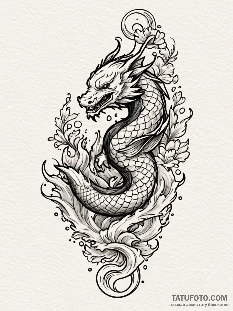 Oak leaves falling through mist, tattoo sketc... - эскиз тату (№1751242279_0, 30.06.2025 00:11) — Tatufoto.com