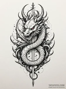 Dragon sigil splitting sky, concept art for t... - эскиз тату (№1751242465_0, 30.06.2025 00:14) — Tatufoto.com