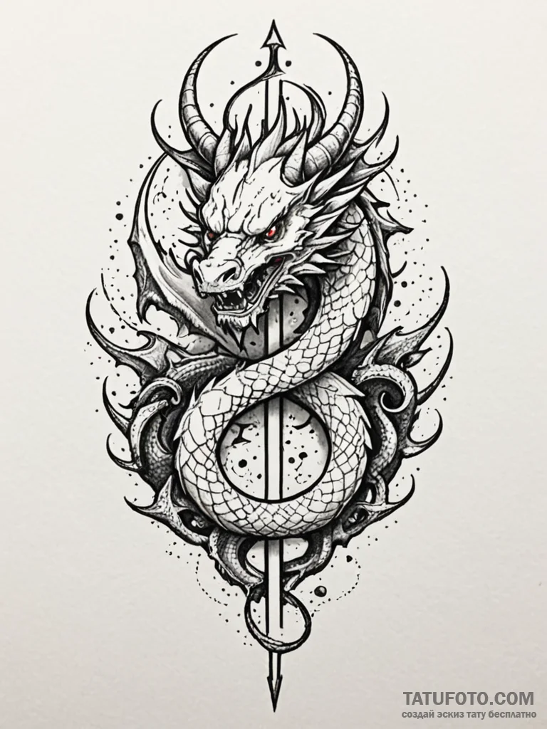 Dragon sigil splitting sky, concept art for t... - эскиз тату (№1751242465_0, 30.06.2025 00:14) — Tatufoto.com