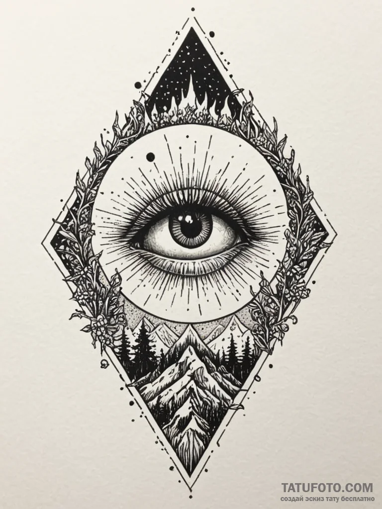 Spectral mirror devouring light, artistic tat... - эскиз тату (№1751242556_0, 30.06.2025 00:15) — Tatufoto.com