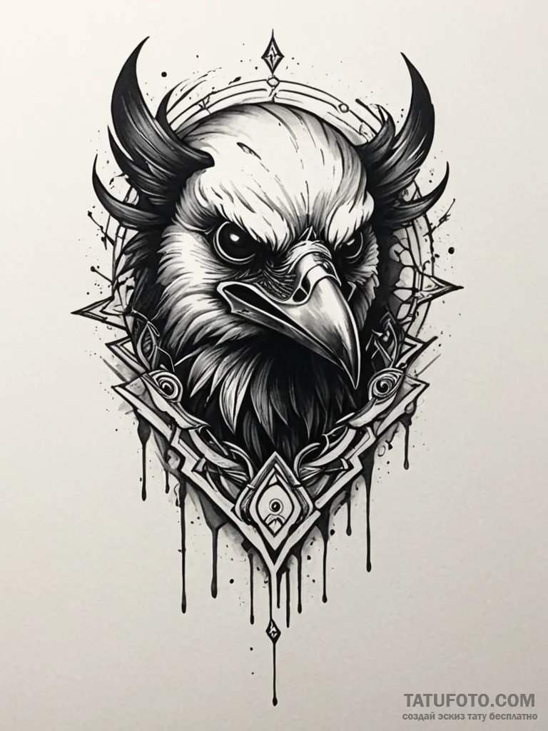 Raven mask veiled in shadows, tattoo sketch d... - эскиз тату (№1751242644_0, 30.06.2025 00:17) — Tatufoto.com