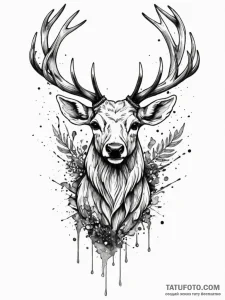 Angelic stag with wings, tattoo drawing outli... - эскиз тату (№1751243687_0, 30.06.2025 00:34) — Tatufoto.com