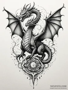 Atomic dragon shattering reality, artistic ta... - эскиз тату (№1751244350_0, 30.06.2025 00:45) — Tatufoto.com