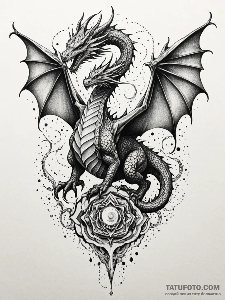 Atomic dragon shattering reality, artistic ta... - эскиз тату (№1751244350_0, 30.06.2025 00:45) — Tatufoto.com