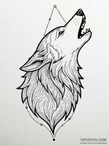 Mountain peak shaped like a howling wolf, con... - эскиз тату (№1751244891_0, 30.06.2025 00:54) — Tatufoto.com