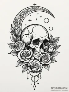 Silver leaf beneath spectral moon, tattoo fla... - эскиз тату (№1751244984_0, 30.06.2025 00:56) — Tatufoto.com