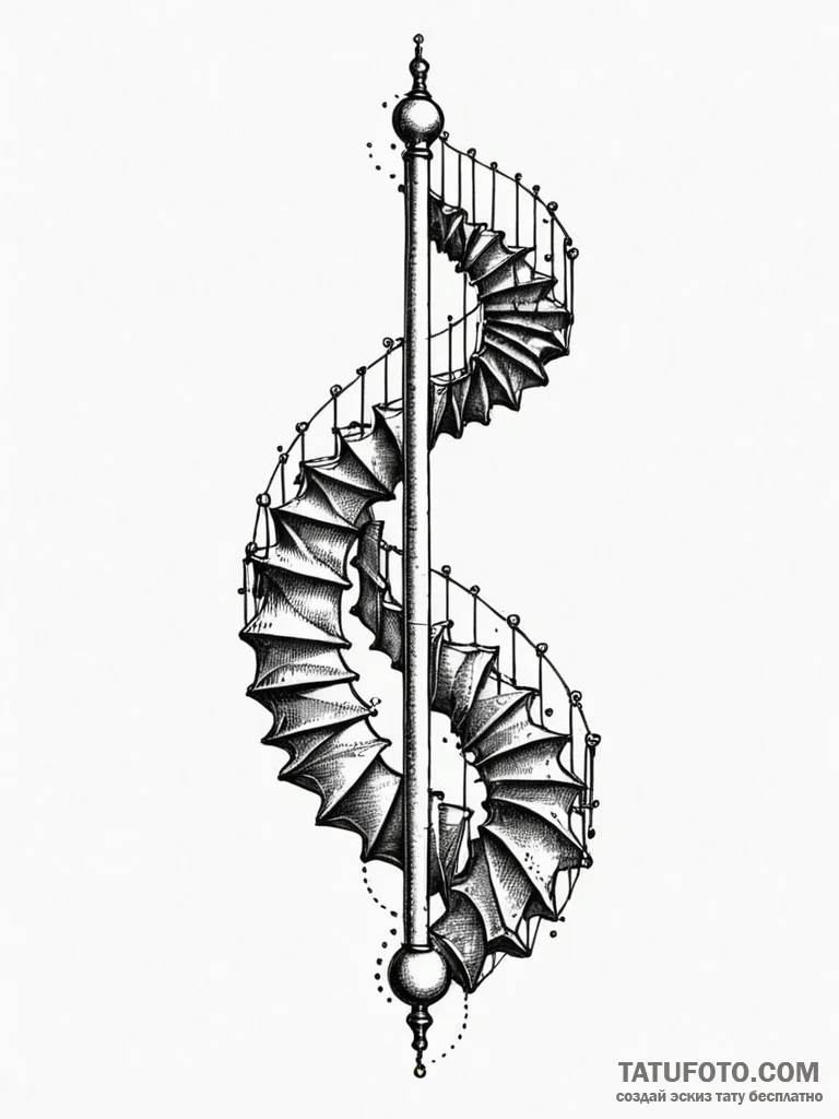 Archimedes' screw, symbolizing ingenuity and... - эскиз тату (№1751247139_0, 30.06.2025 01:32) — Tatufoto.com