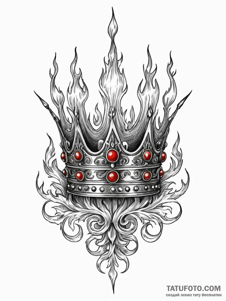 Engraved crown forged in flame, concept art f... - эскиз тату (№1751247691_0, 30.06.2025 01:41) — Tatufoto.com