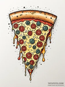 Piece of pizza with melting cheese, concept a... - эскиз тату (№1751249210_0, 30.06.2025 02:06) — Tatufoto.com