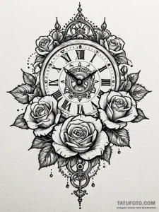 Old clock with frozen gears, tattoo flash she... - эскиз тату (№1751249302_0, 30.06.2025 02:08) — Tatufoto.com