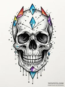 Ice skull encased in crystals, tattoo line ar... - эскиз тату (№1751249401_0, 30.06.2025 02:10) — Tatufoto.com
