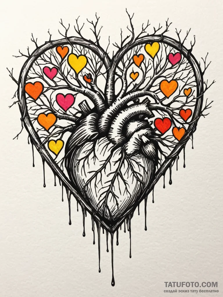 Roots of a tree forming a cage around a heart... - эскиз тату (№1751249490_0, 30.06.2025 02:11) — Tatufoto.com