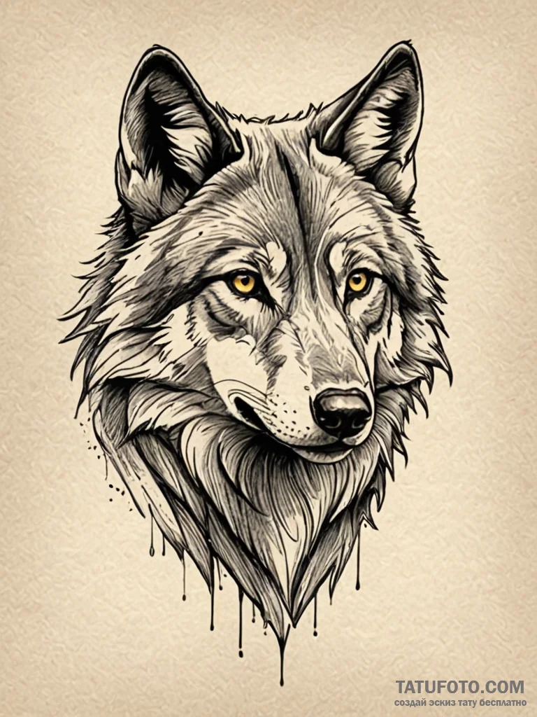 Black wolf, tattoo line art, rough sketchy li... - эскиз тату (№1751249758_0, 30.06.2025 02:15) — Tatufoto.com