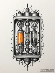 Nixie tube clock, artistic tattoo sketch, bla... - эскиз тату (№1751249850_0, 30.06.2025 02:17) — Tatufoto.com