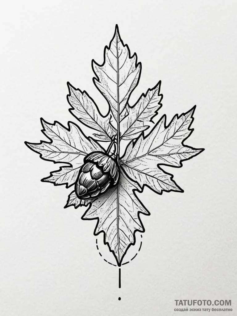Oak leaf and acorn, symbolizing strength from... - эскиз тату (№1751249939_0, 30.06.2025 02:18) — Tatufoto.com