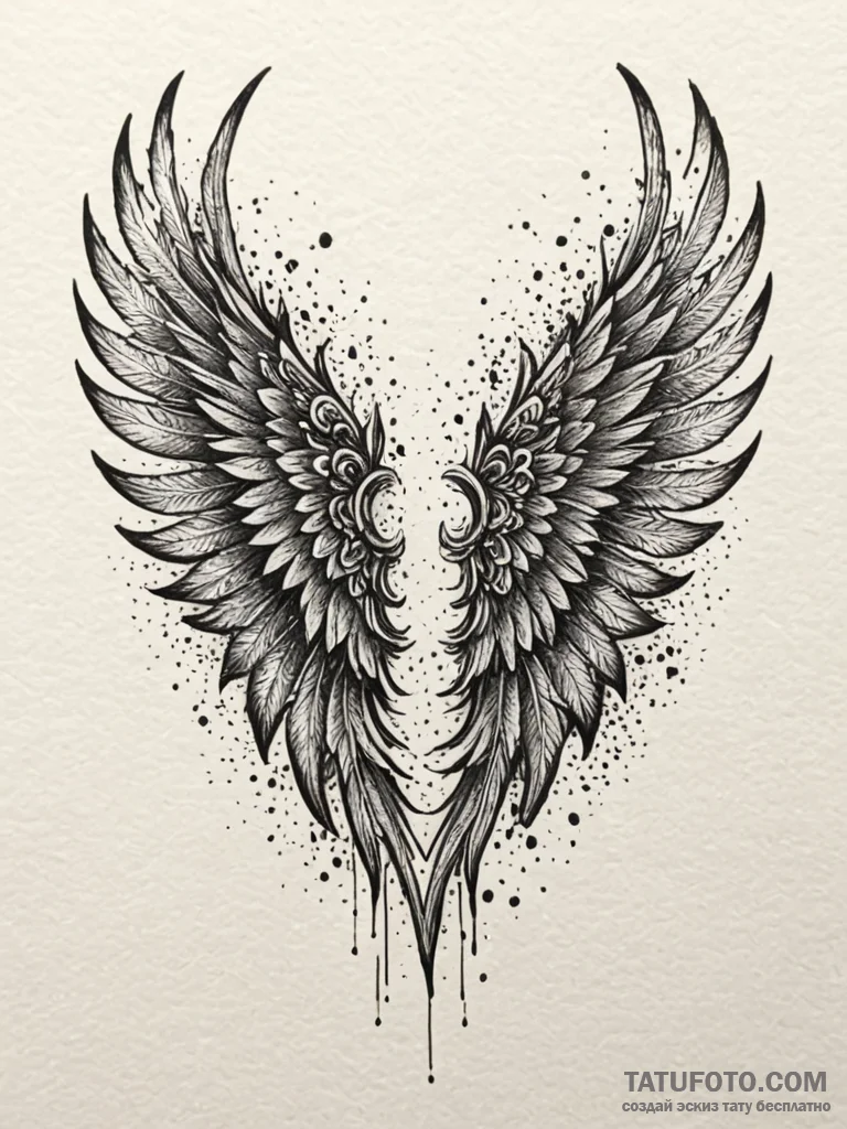 Crumbling wings scattering dust, tattoo flash... - эскиз тату (№1751250035_0, 30.06.2025 02:20) — Tatufoto.com