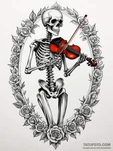 Animated skeleton playing violin, ink illustr... - эскиз тату (№1751250644_0, 30.06.2025 02:30) — Tatufoto.com