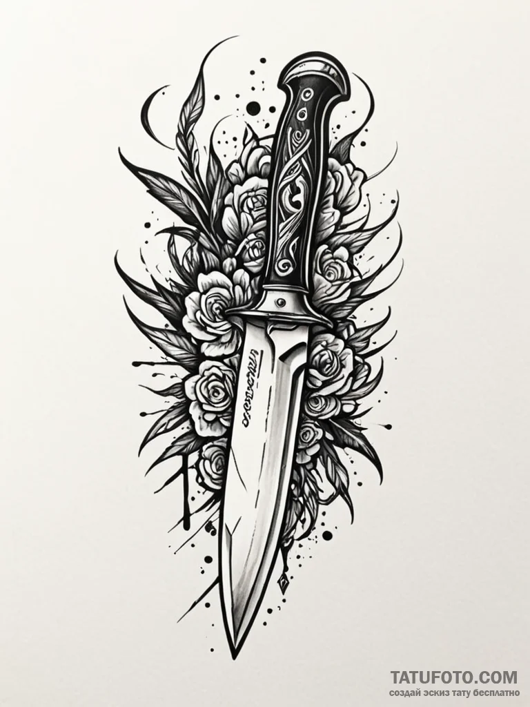 Knife forged from obsidian, artistic tattoo s... - эскиз тату (№1751250830_0, 30.06.2025 02:33) — Tatufoto.com