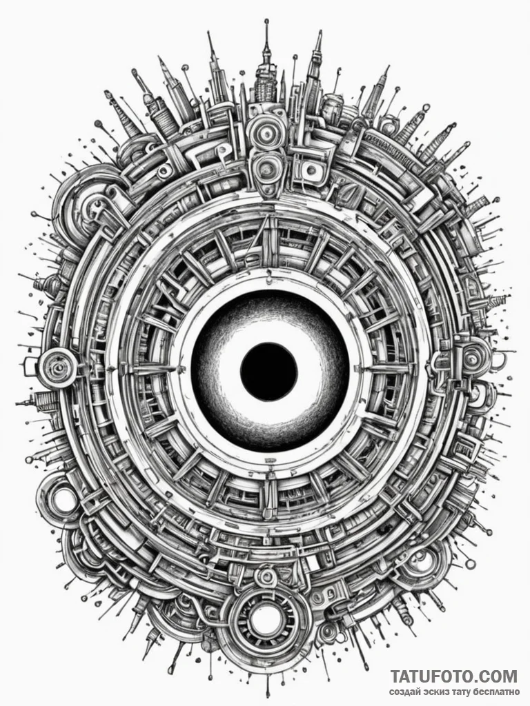 Particle accelerator creating a miniature, st... - эскиз тату (№1751250914_0, 30.06.2025 02:35) — Tatufoto.com