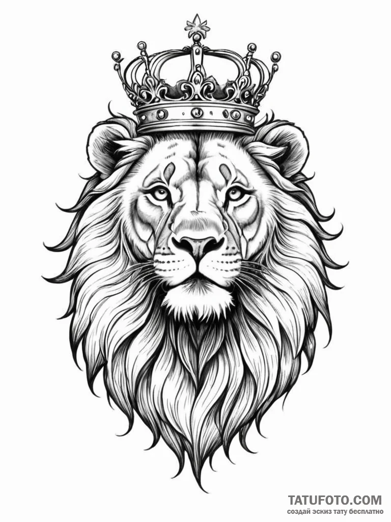 Lion with crown - эскиз тату (№1751251276_0, 30.06.2025 02:41) — Tatufoto.com