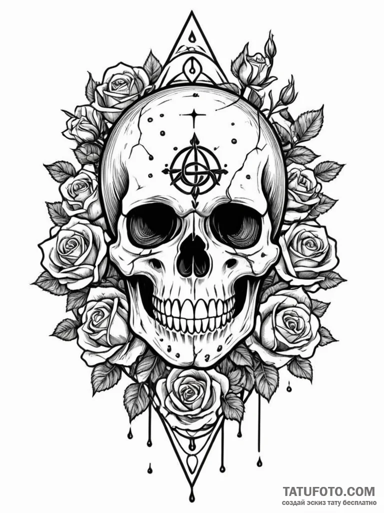 Arcane helm with floating runes, ink illustra... - эскиз тату (№1751253101_0, 30.06.2025 03:11) — Tatufoto.com