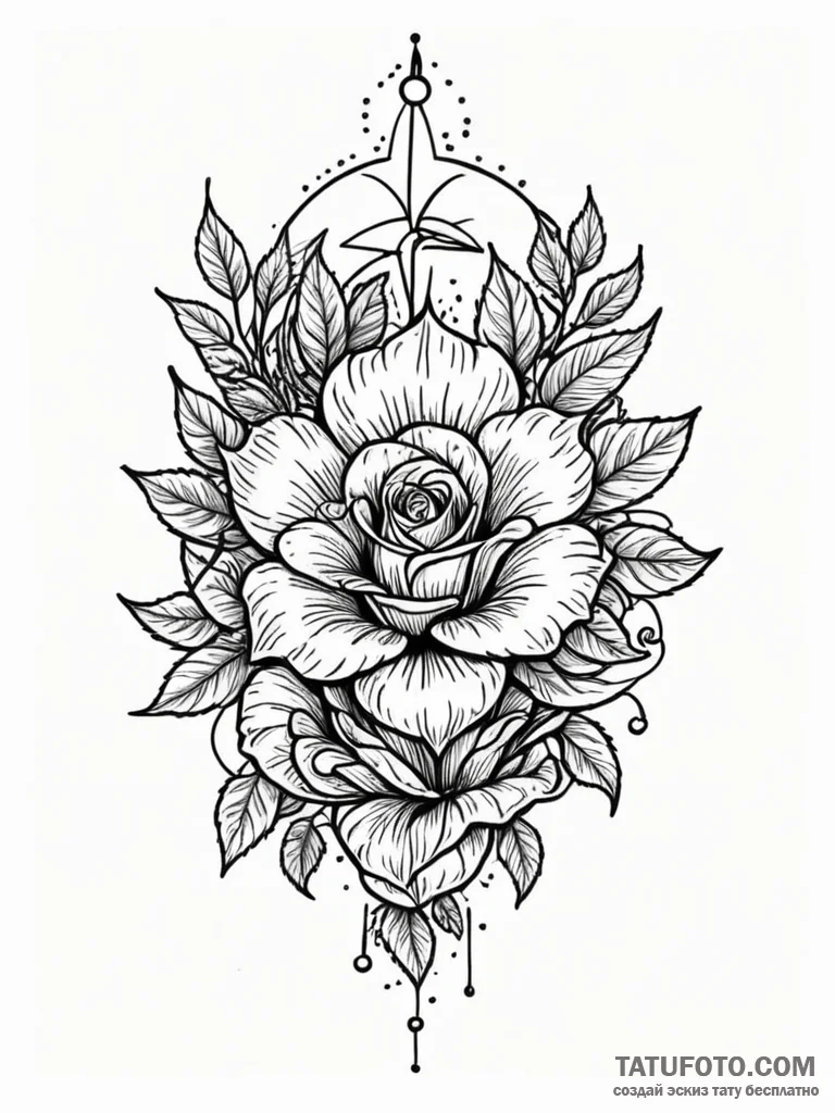 Venus flytrap closing on a falling star, ink... - эскиз тату (№1751253665_0, 30.06.2025 03:21) — Tatufoto.com