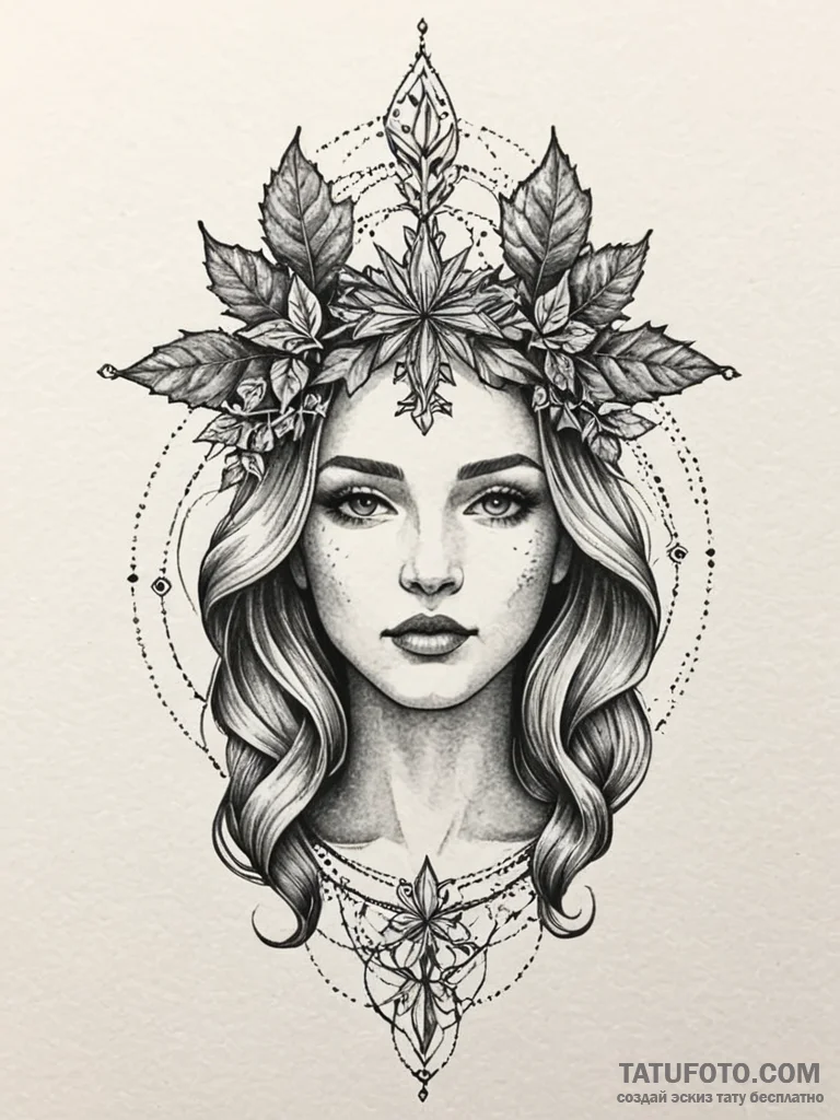 Noble relic crowned in ivy, artistic tattoo s... - эскиз тату (№1751253823_0, 30.06.2025 03:23) — Tatufoto.com