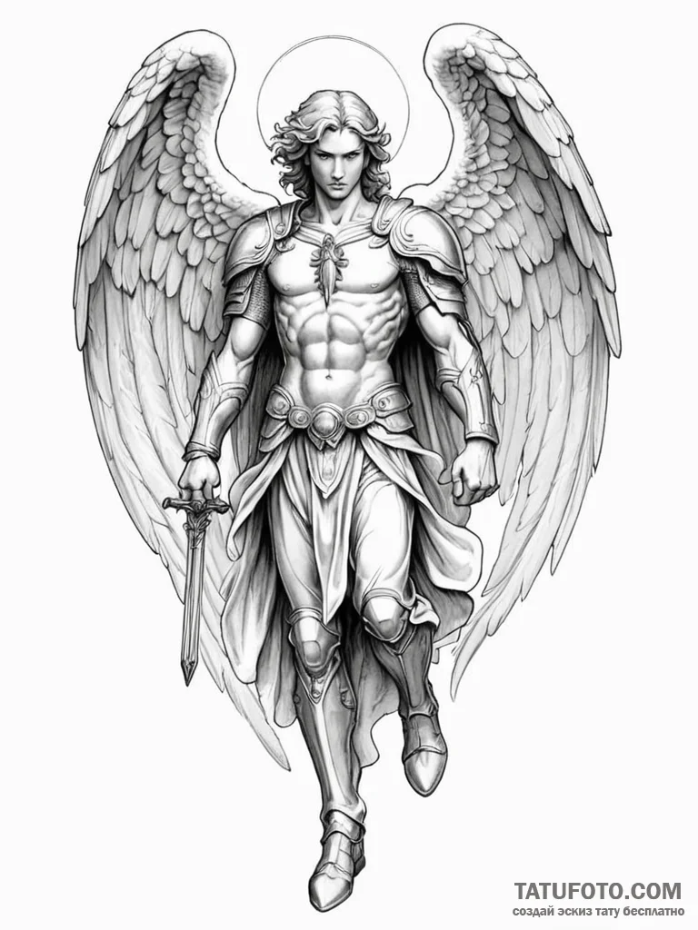 Archangel michael - эскиз тату (№1751253983_0, 30.06.2025 03:26) — Tatufoto.com