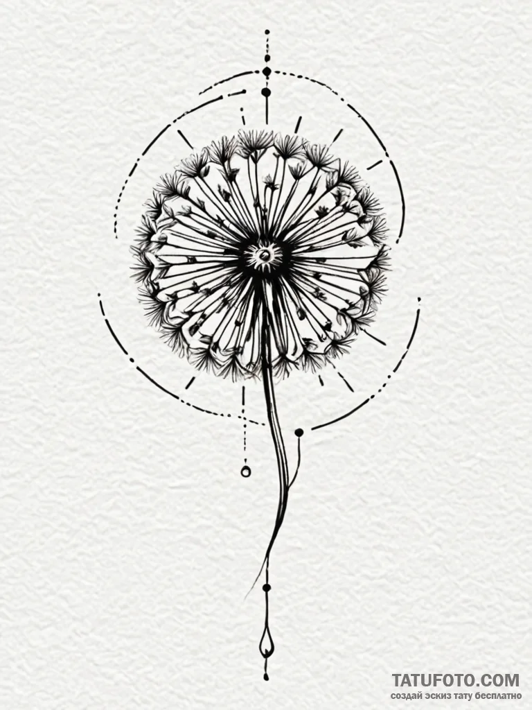 Dandelion seed floating, minimalist single li... - эскиз тату (№1751254063_0, 30.06.2025 03:27) — Tatufoto.com