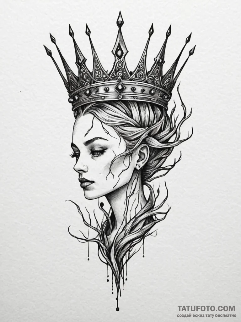 Queenр р†р вђљрівђћсћs blade crowned in roots... - эскиз тату (№1751254910_0, 30.06.2025 03:41) — Tatufoto.com