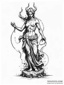 Eroded statue of a forgotten god, tattoo line... - эскиз тату (№1751255433_0, 30.06.2025 03:50) — Tatufoto.com