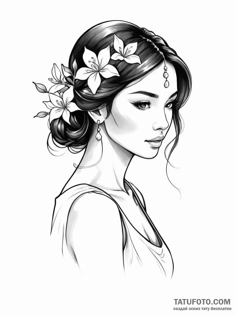 Jasmine - эскиз тату (№1751256317_0, 30.06.2025 04:05) — Tatufoto.com