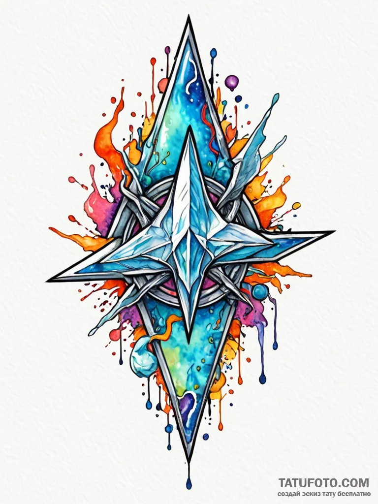 Opal trident lost in wreckage, artistic tatto... - эскиз тату (№1751256579_0, 30.06.2025 04:09) — Tatufoto.com