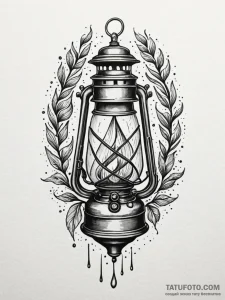 Oil lantern swinging in spectral wind, tattoo... - эскиз тату (№1751256940_0, 30.06.2025 04:15) — Tatufoto.com