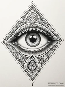 A fantastical beast's eye peering from shadow... - эскиз тату (№1751257314_0, 30.06.2025 04:21) — Tatufoto.com