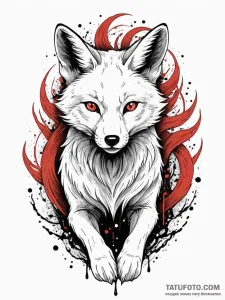 Kitsune (fox spirit) with nine glowing tails,... - эскиз тату (№1751257580_0, 30.06.2025 04:26) — Tatufoto.com