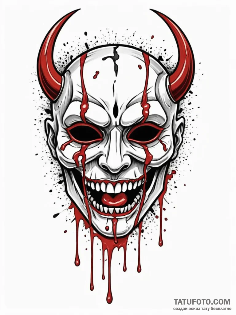 Bone mask crying blood, ink illustration for... - эскиз тату (№1751257951_0, 30.06.2025 04:32) — Tatufoto.com