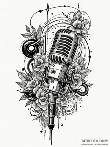 Microphone, vintage style, with a spectral vo... - эскиз тату (№1751258030_0, 30.06.2025 04:33) — Tatufoto.com
