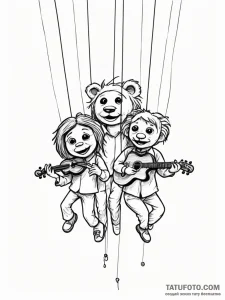 Strings with puppets - эскиз тату (№1751258288_0, 30.06.2025 04:38) — Tatufoto.com